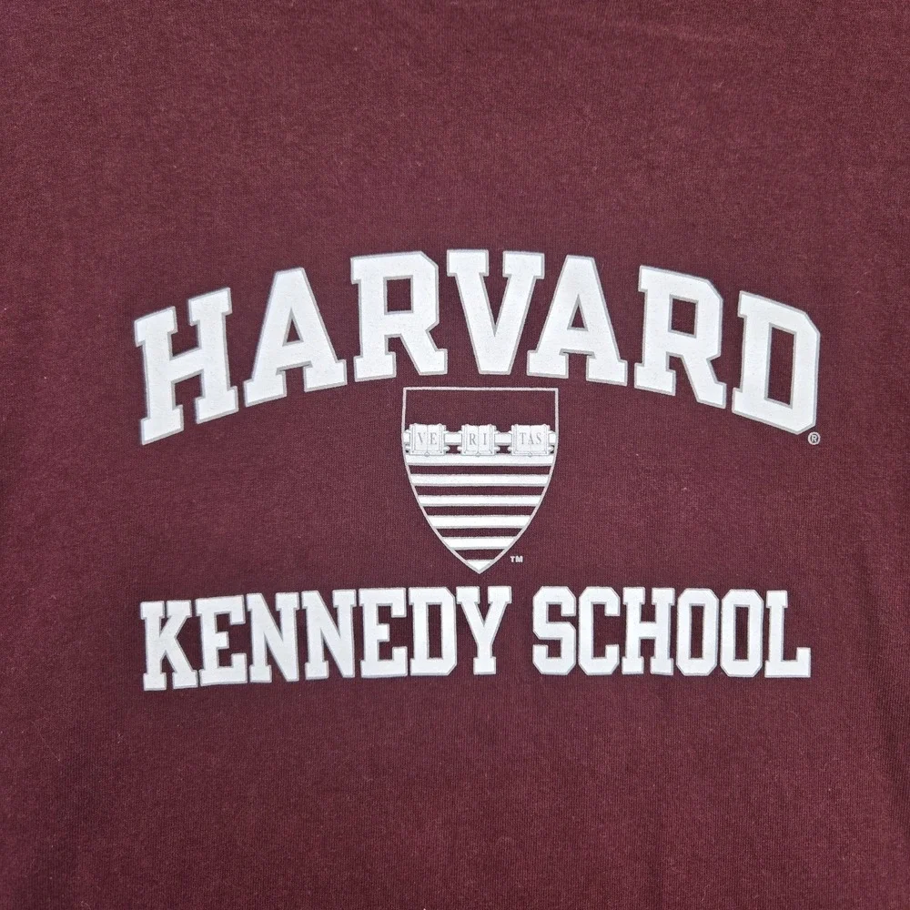 Champion Harvard Kennedy School T-Shirt Mens XL Maroon Crimson College Crest Tee - Picture 3 of 8